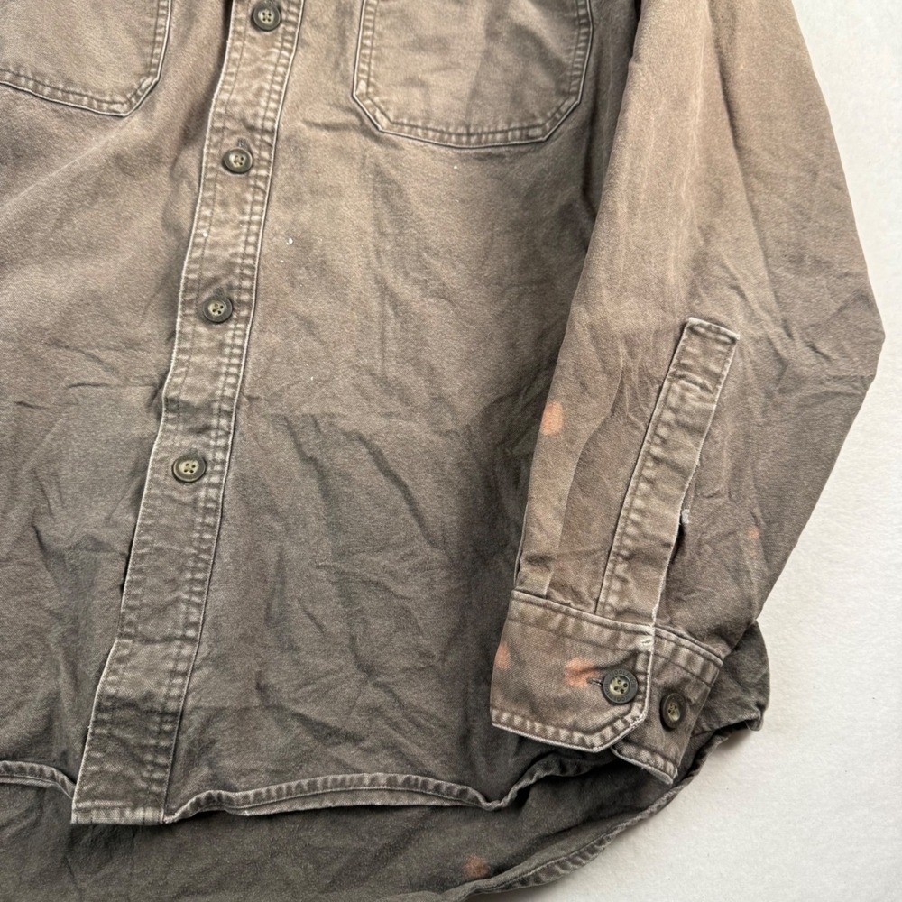 Woolrich Mens Large Brown Canvas Work Shirt Long Sleeve Button Down Utility L - Picture 6 of 6